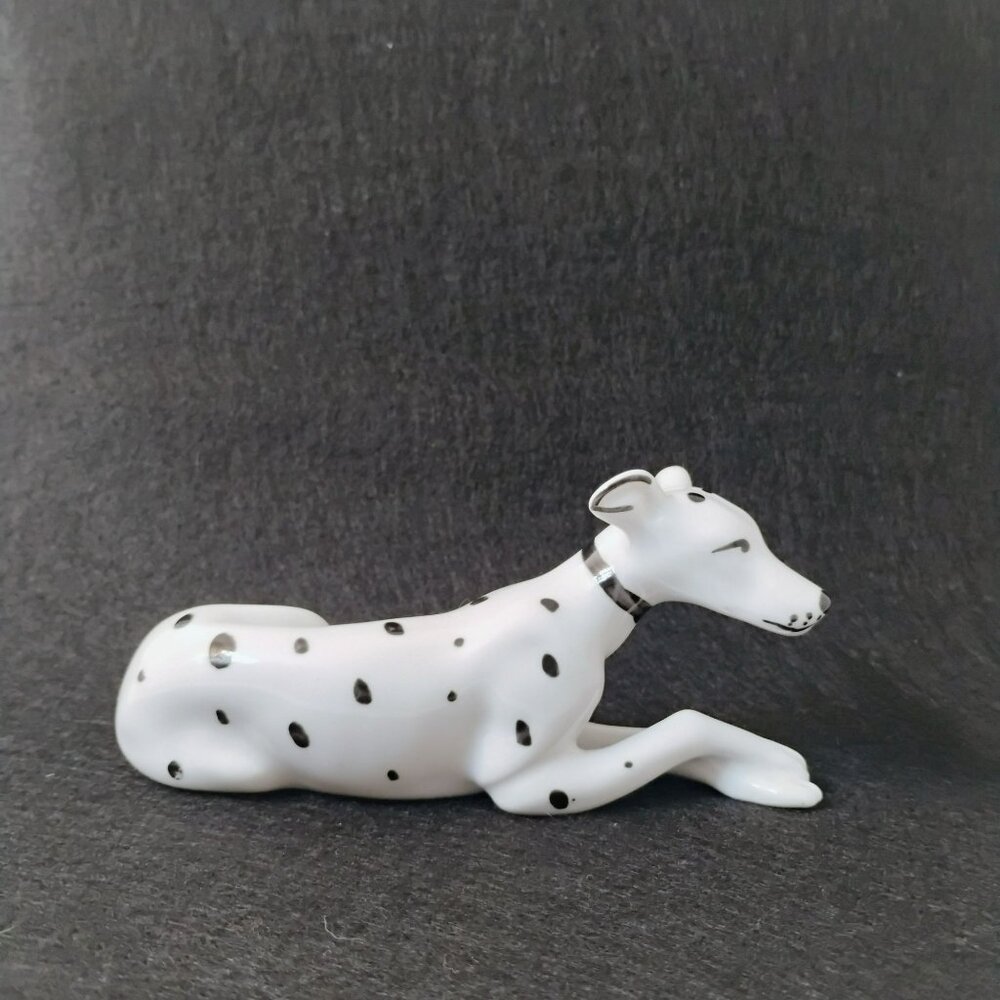 Vintage Porcelain Ceroc Romania Great Dane Figurine, 5" Greyhound Dalmatian Dog - Picture 2 of 9